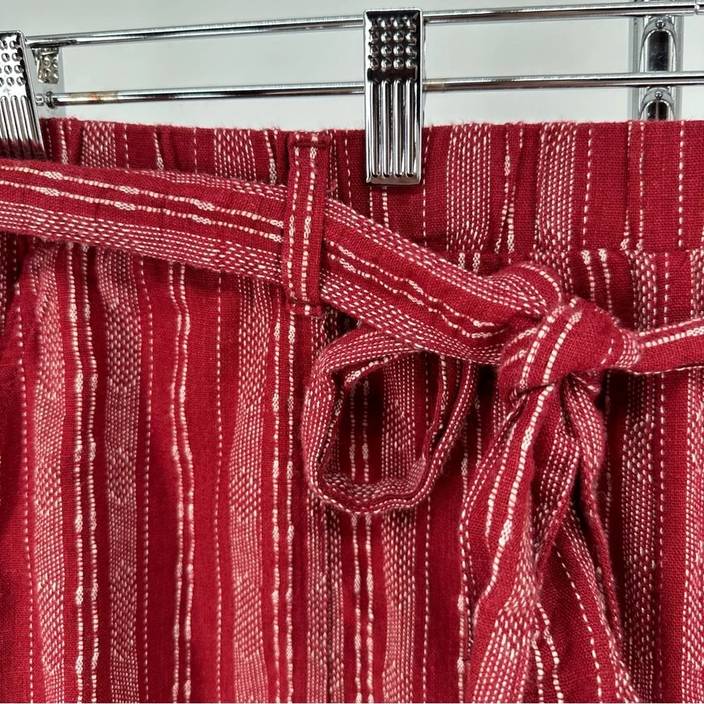 a.n.a Linen Blend Womens High Rise Pull-On Short Red Derby Stripe XXL NWT